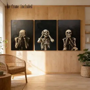 3 Piece Dark Skull Art Prints Canvas Posters, Modern Home Decor for Living Room and Hallway, HD Waterproof Artistic Artwork for Unique Style, Modern Home Decoration, Set