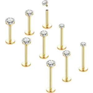 18G 16G Labret Jewelry Flat Back Nose Lip Rings Studs Stainless Steel Tragus Forward Helix Medusa Ashley Lip Monroe Labret Piercing Jewelry for Women