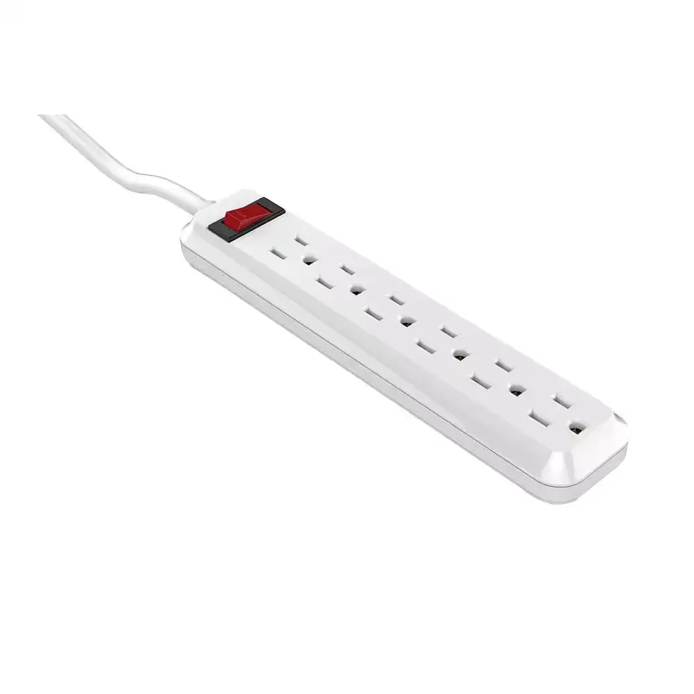 NEW 4ft 6-Outlet Power Strip with 45° Angle Plug Heavy Duty Design for Any Space Unbranded
