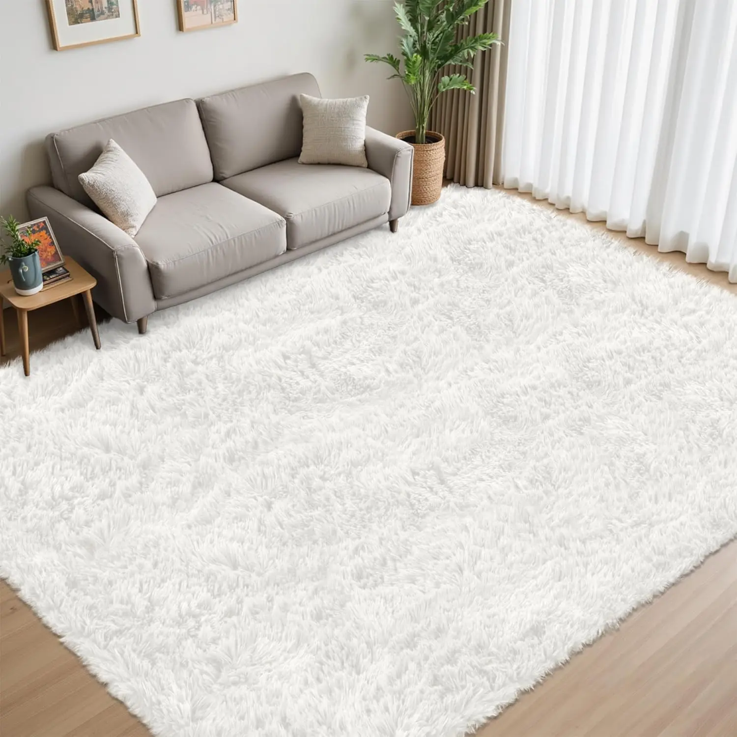 8x10 Soft Thick Decorative Modern Living Room Rug - Ultra Soft Fluffy Shag, Upgrade Non-Slip Non-Shedding Plush Carpet for Bedroom, Kids Room Home Decor, Decorative Rug, Modern Rug