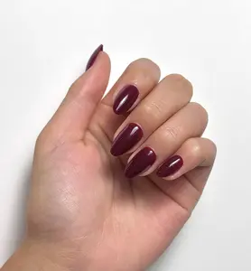 HBIC Soft Gel Nail Kit - Deep Red Press-On Nails with High Gloss Finish - 32 Nails in 16 Sizes for Custom Fit - Beginner Friendly Application - Salon Level Results