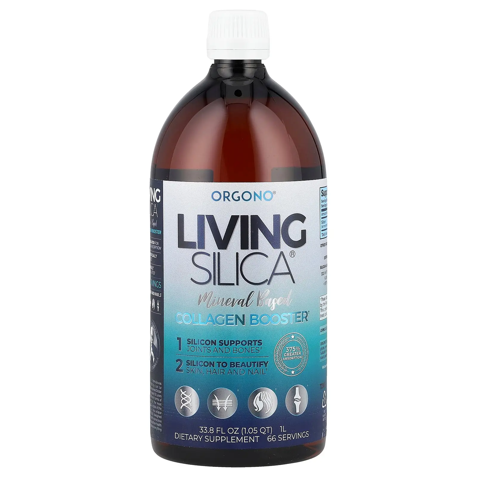 Silicium Laboratories Orgono® Living Silica®, Collagen Booster, 22.5 mg, 33.8 fl oz (1 L)