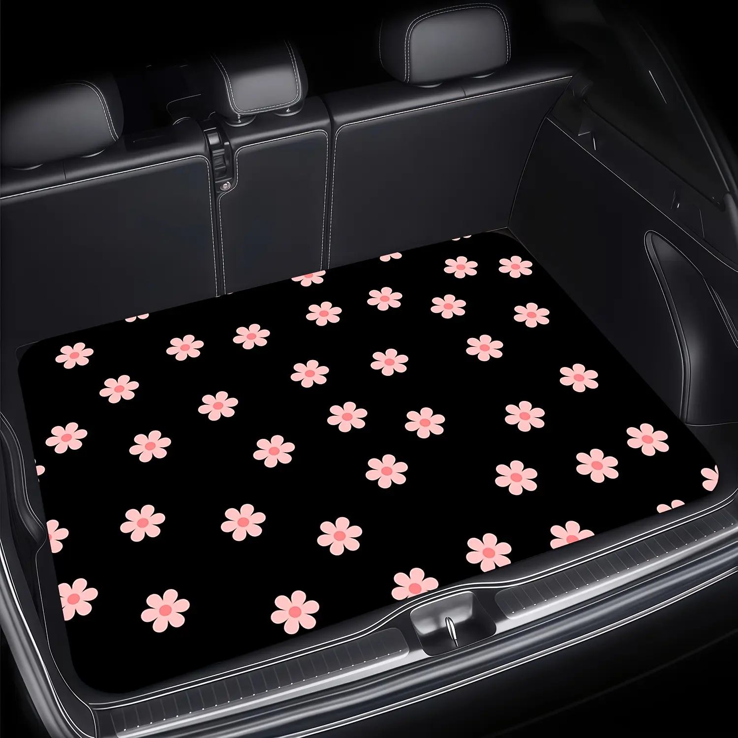 [Daisy Trunk Mat] 1pc Car Trunk Mat, Car Auto Accessory, Car Accessories, with Beautiful Daisy Pattern, Pet-Friendly Material, Reduces Trunk Odor, Keeps Your Car Clean, Suitable for Sedans, SUVs, CUVs, etc