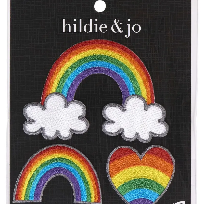 Hildie & Jo Rainbow Patches for Crafting Sewing DIY Projects with Clouds and Heart Designs 3.125" Rainbow with Clouds 2" Rainbow 1.5" Heart Appliques