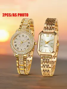 Elegant Quartz Watch Set for Women, Luxurious Casual Timepiece, Perfect Gift for Her, 2-Piece Combination Watch Collection