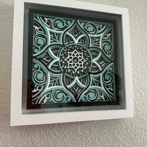 9”x9” Framed Multilayered Mandala Art in Shadow Box - Unique Designs and Colors, Great for Home or Office Decor, Perfect for Gifts - Hanging