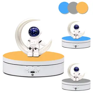 360 Degree Photography Turntable Rechargeable Electric Turntable Motorized Rotating Display Stand for Product Display with 3pcs Colorful Backgrounds (white)