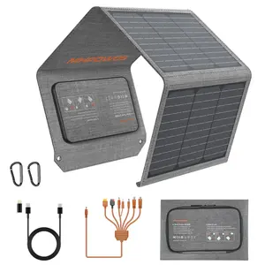 MHPOWOS Portable Solar Panel 40W Foldable Solar Panel Charger for Portable Power Station, iPhone, iPad, Camping Solar Panels with USB A & USB C Solar Panels for Camping Outdoor Van RV Trip