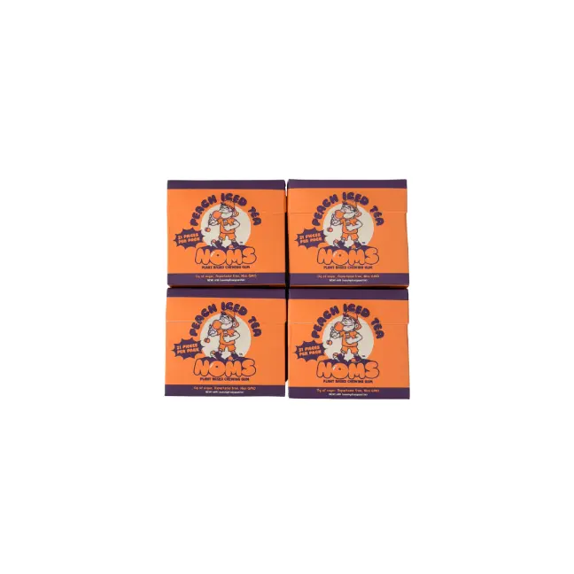 NOMS Peach Iced Tea 4 Pack Bundle 100% Plant-Based Gum with nHA for Enamel Health No Aspartame 21 Pieces Per Pack Bold Flavor Supports Oral Care