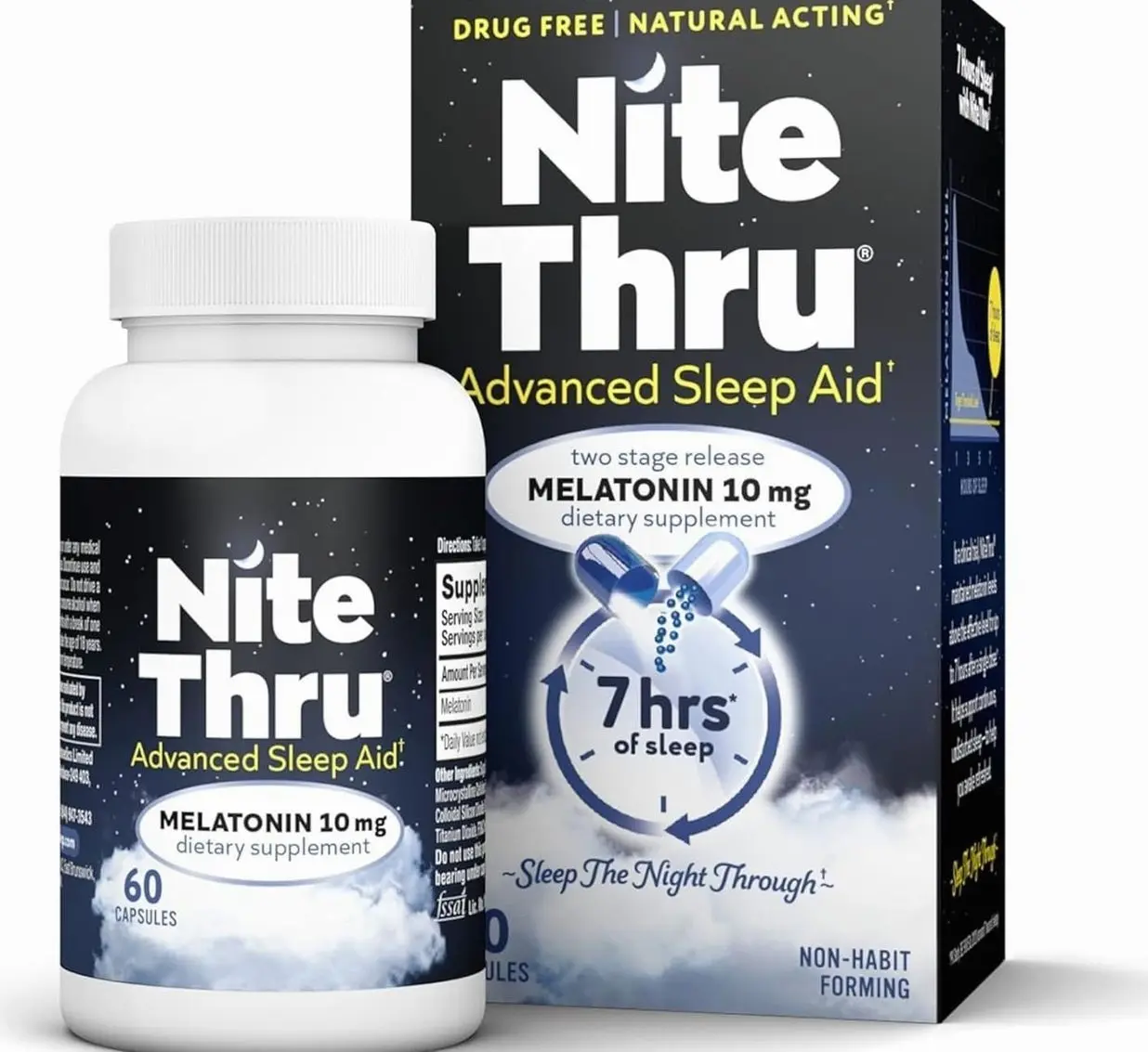 Advanced Sleep Aid Melatonin Dietary Supplement, 10mg Capsules, 60 Count