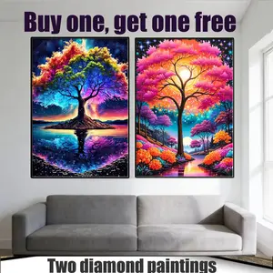 Buy One Get One Free Diamond Painting Kit DIY Art Inspiration / Smart Girl / Portrait / Bookshelf / 2-Piece 5D Diamond Painting Set Perfect Adult Diamond Painting Art Cross-Stitch Mosaic Home Decor Girl Diamond Art Living Room & Bedroom Decor Book Theme