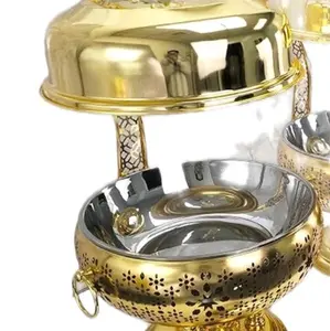 Exquisite 8 Quart Round Gold Chafing Dish with Lid and Stand for Catering and Special Events