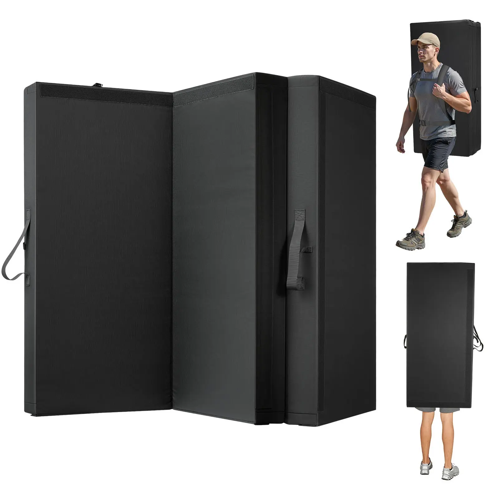 【Summerfinds】VEVOR Bouldering Crash Pad, Tri-Fold Lightweight Rock Climbing Pad with Adjustable Backpack Straps, Handle, Harness, Oxford Cloth, Textured Grip, 48in x22.2in x15in Foldable Size, 21.8 lbs, for Indoor Bouldering, Unisex