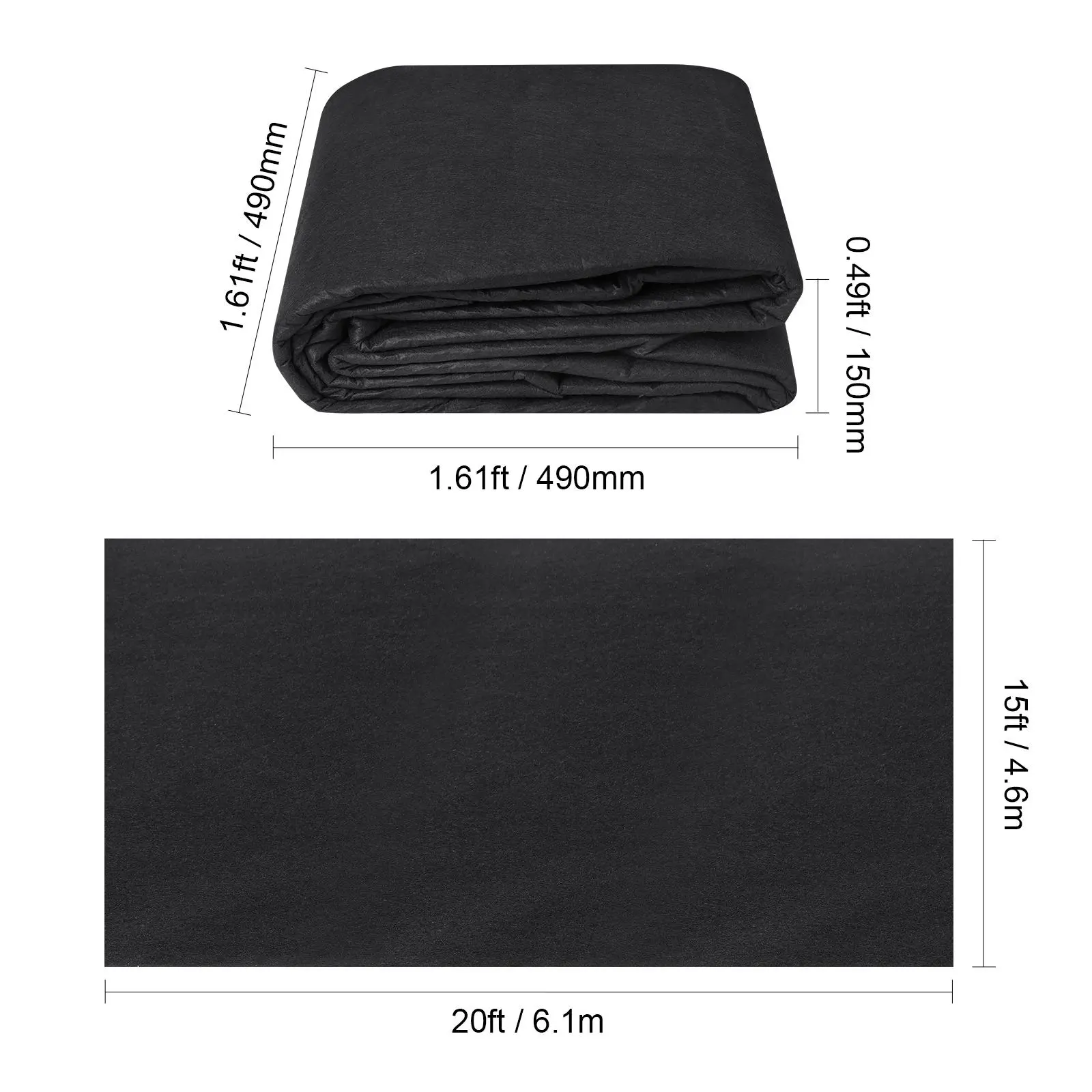 【summerfinds】VEVOR Driveway Fabric, 15x20FT Non Woven Geotextile Fabric for Landscaping, Heavy Duty Garden Weed Barrier Fabric, 4OZ Landscape Fabric, French Drains Drainage Fabric, Ground Cover Weed Control Fabric