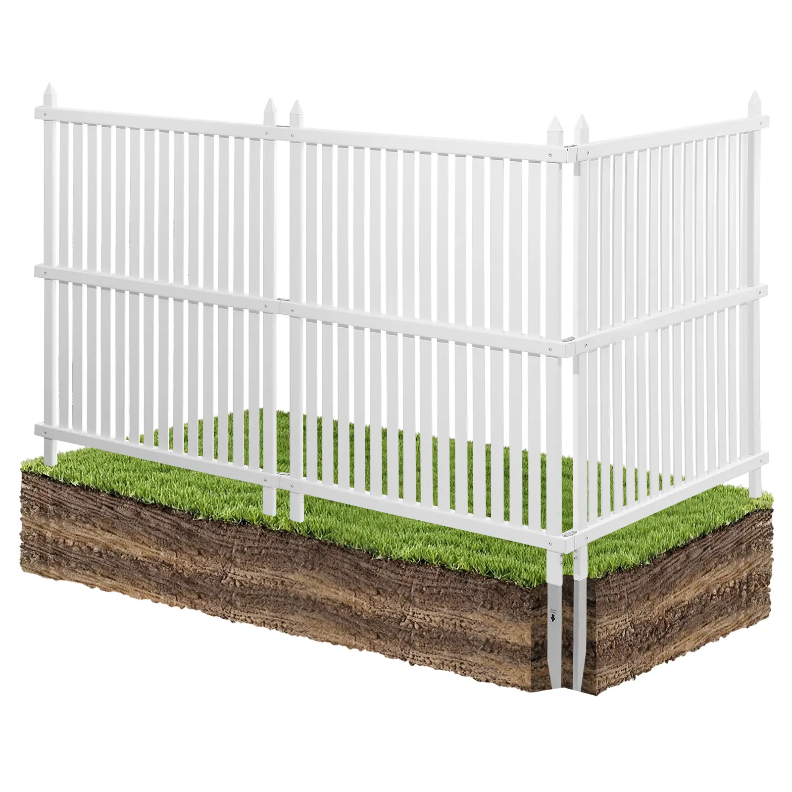 【SummerFinds】VEVOR 3 Panels Outdoor Privacy Screen, 36 x 45 in Air Conditioner Fence with 19.7 in Ground Stakes, Pool Equipment Enclosure, Strip Vinyl Privacy Fence, Ideal for Trash Can and A/C Units, White, Patio Decor Privacy