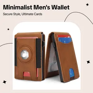 Clearance Sale: Minimalist Men's Wallet: Can hold 9-13 cards, with a cash compartment and ID window. RFID theft protection, aluminum alloy bi-fold pop-up design, can hold an AirTag, men's adult gift.