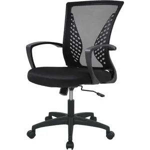 FDW Home Office Chair Mid Back PC Swivel Lumbar Support Adjustable Desk Task Computer Ergonomic Comfortable Mesh Chair with Armrest