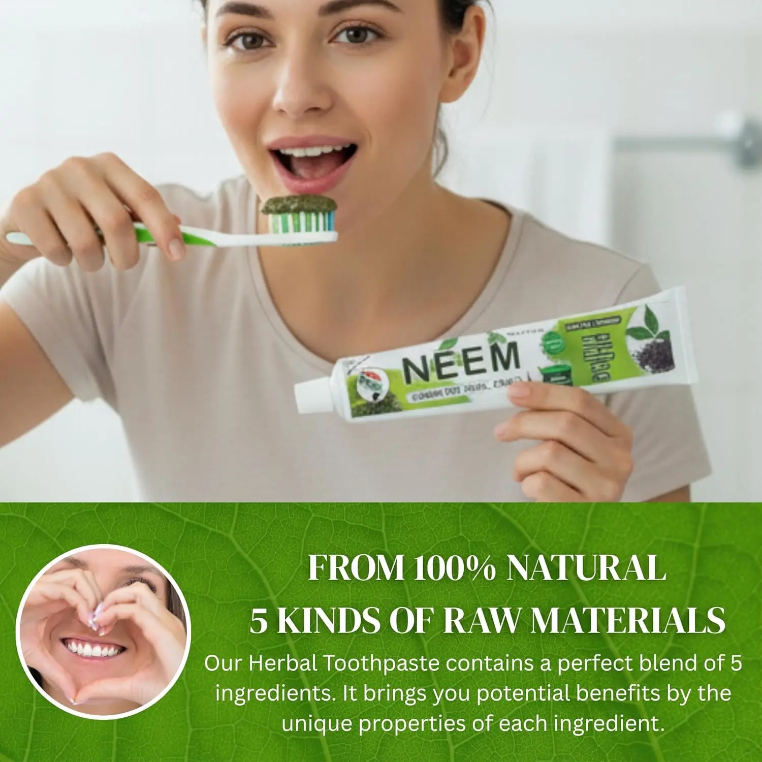 6 Pk ORGANIC NEEM & TULSI Herbal Toothpaste By AL-RIYAN, Fluoride Free Vege Base