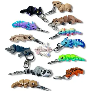 Realistic Animal figurine Keychains. 3d printed figurines Keychain - Ideal for Backpacks - such as a capybara , Otter, Bearded Dragon, Axolotl, Raccoon, Gecko & More