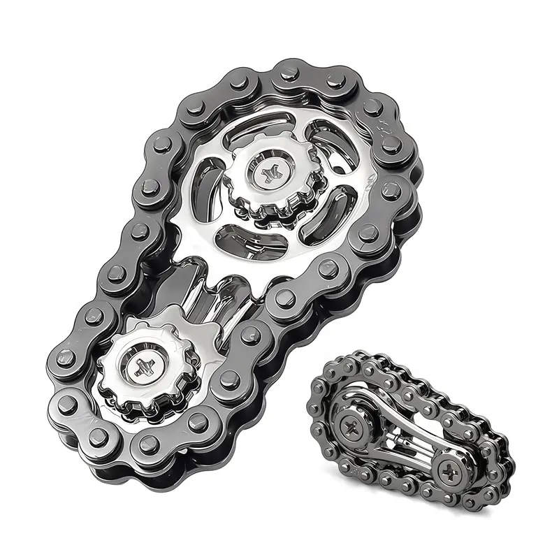 Trendy Finger Chain Gear Fidget Spinner, Mechanical Metal Toy for Anxiety Relief