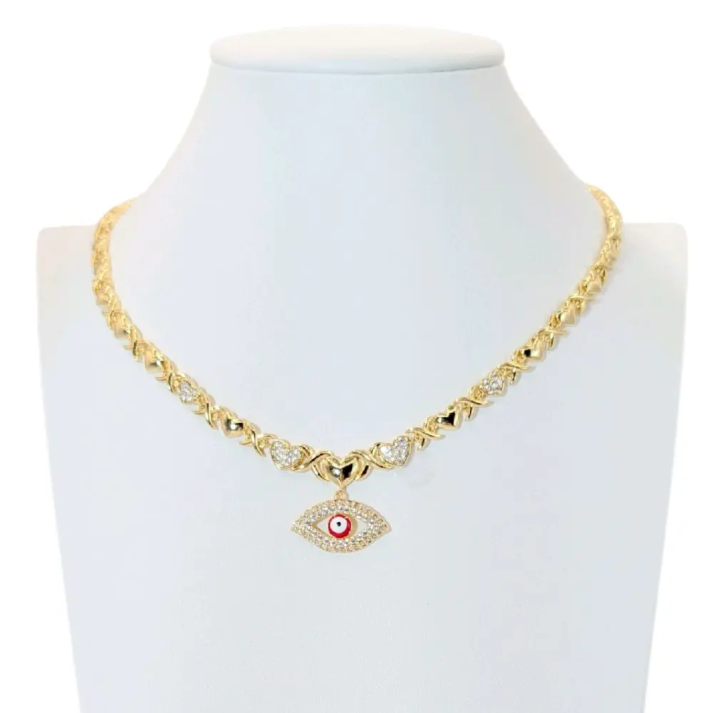 Gold Plated COD#0265 turkey  eye Shape Necklace for Women 18 inches  long Turquoise Stone