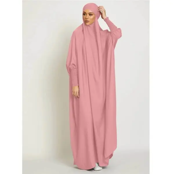 "One-Piece Hooded Jilbab | Modest Muslim Prayer Dress | Full-Length Khimar & Hijab Outfit | Elegant & Comfortable Islamic Wear for Women"