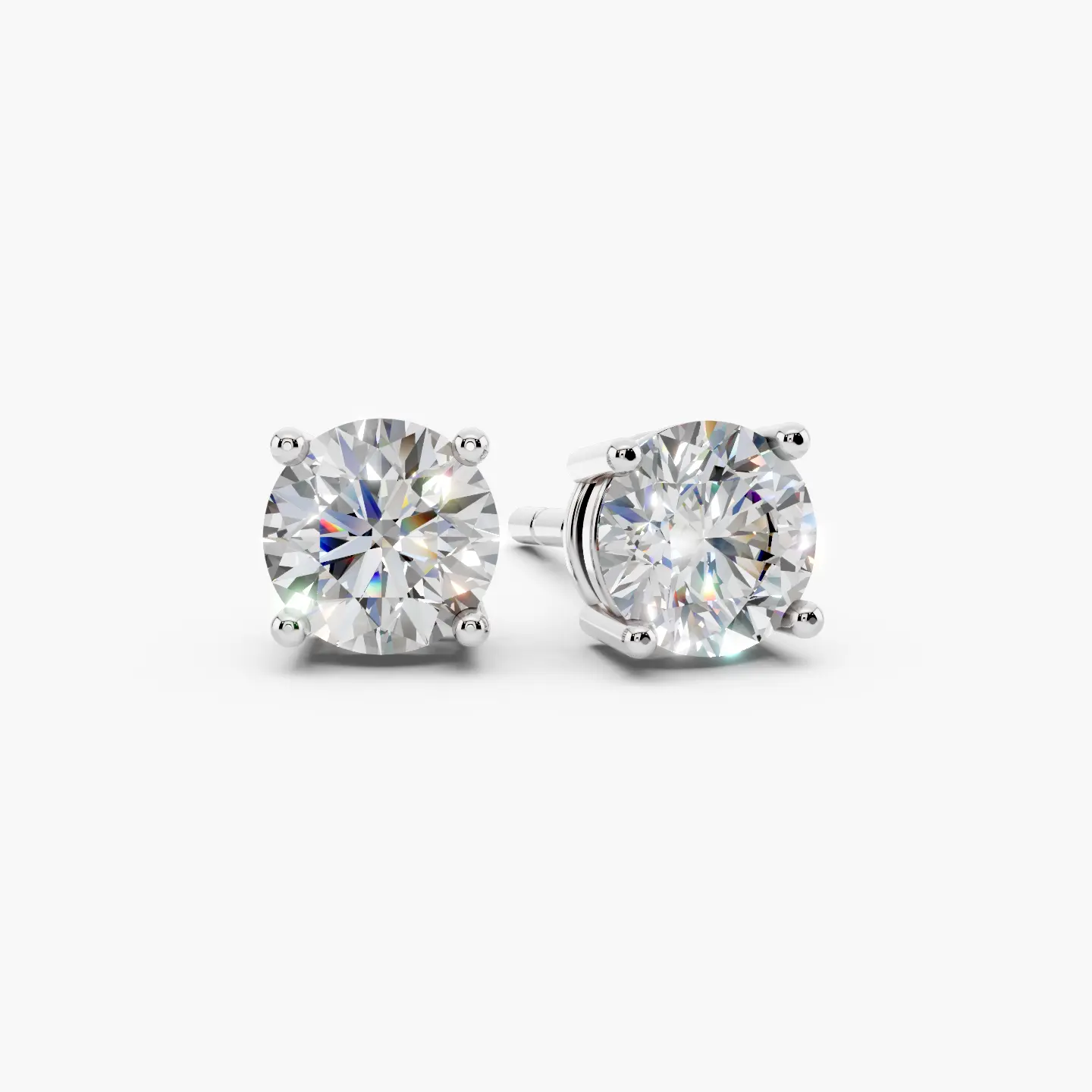 Lab Grown Diamond Stud Earrings - 2 Carat Total Weight, Sterling Silver, EF Color, VS Clarity, IGI Certified