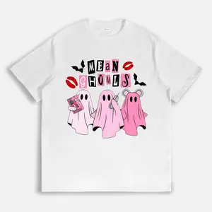Unisex Mean Ghouls Halloween T-Shirt - Washed , Vintage Streetwear, Casual Top with and Bat Graphics