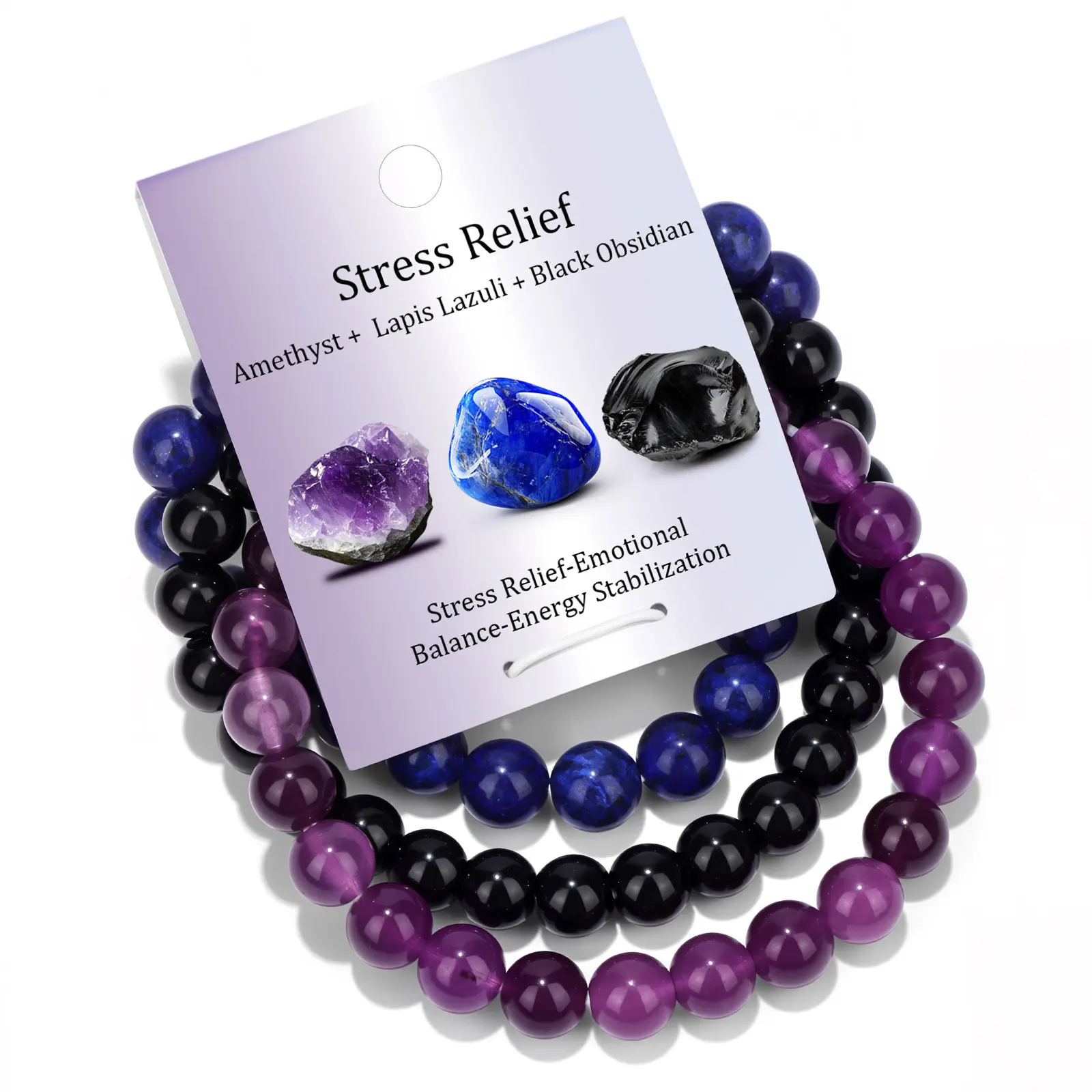 Unisex 8mm Beaded Stretch Stone Bracelet - Handmade Natural Bracelet Beads Jewelry with Tiger Eye, Hematite, Black Obsidian, Organic Variations, Men's Daily Fashion Accessory, Ideal for Energy Work & Self-Care Gifts, Stone Bracelets
