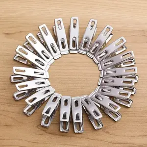 Stainless Steel 4.5cm No-Pin Flat Clips Clothes Pins for Drying Socks, Laundry, Blankets Heavy-Duty Clothes Hanger Clips