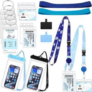 Cruise Ship Essentials 2025  Haves Set, 2 Pack Lanyards for Cruise Ship Cards with Id Holder and 4 Pack Cruise Luggage Tags Holder with 2  Phone Pouch & 2 Cruise Chairs Towel Bands