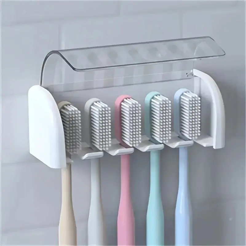 1PC Toilet dustproof, waterproof, frosted plastic adhesive, traceless Toothbrush Storage Holder Dustproof Toothbrush Holders Toothbrush Organizer Tooth Brush Holder For Bathroom