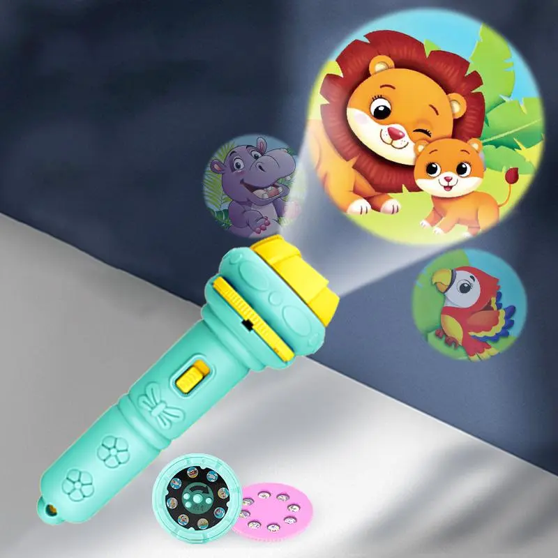 Star Projector Toy with 10 Slides, 1-Count Portable Animal Flashlight Projection Storyteller Toy, Early-Education Projection Light for Kids and Visual Learning Tool