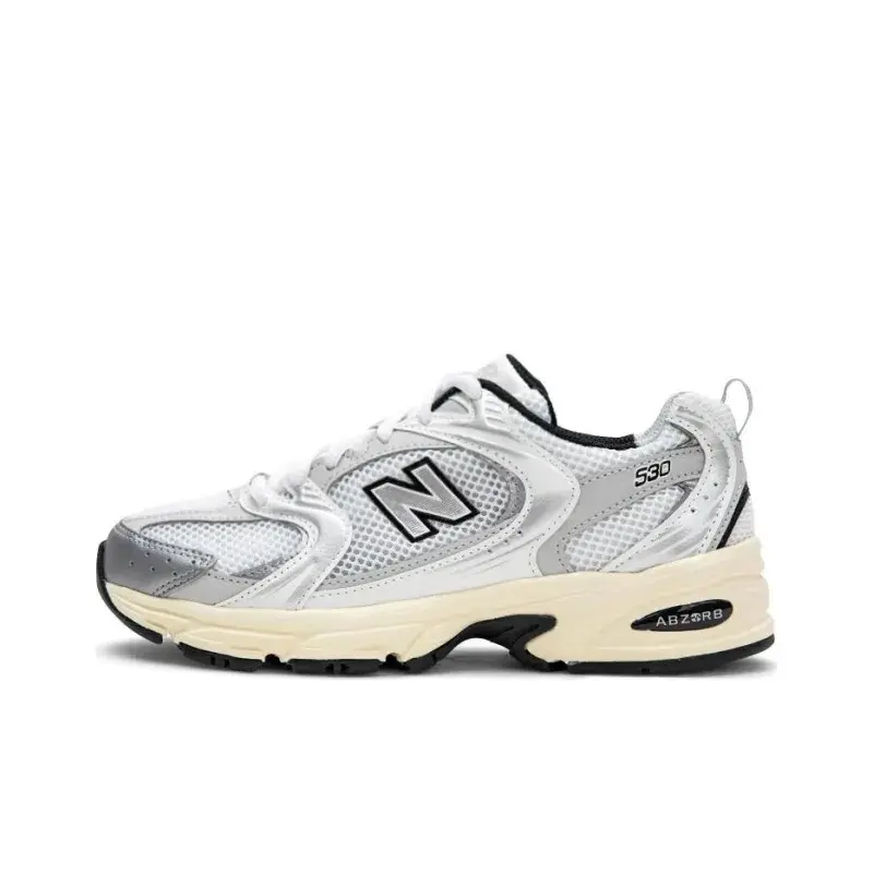 New Balance 530 White Metallic Silver Men's Unisex Perfect Daily Casual Comfort Fashion Footwear Walking Gym Sneakers Shoe Runner Trainer Running Training, Mesh, Walking Shoes, Sports Shoes