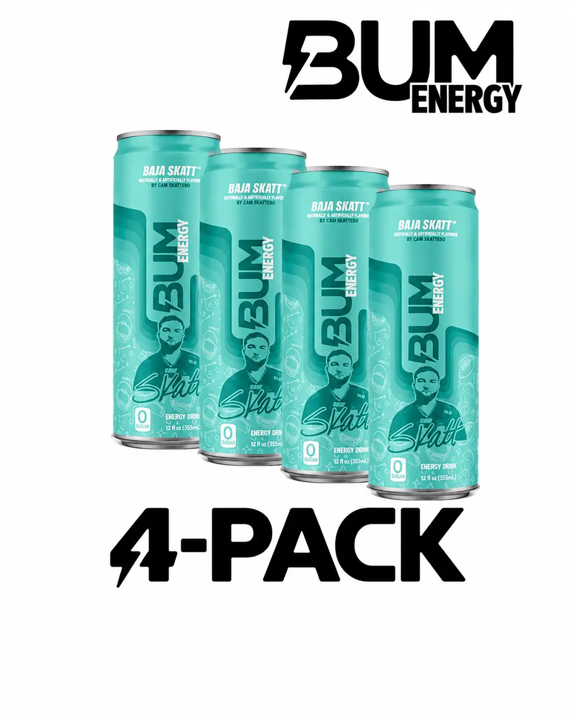 BUM Sugar-Free Natural Energy Drink 12-Pack (12 oz Each) - Lightly Carbonated, No Artificial Colors, Natural Caffeine & Citicoline, Low Calories, Raw Nutrition, Youth-Focused Clean Brain Energizing Sports Beverage for Workout Focus & Clean Energy Products
