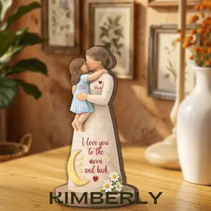 Personalized Mom Gift Wooden Block, Custom Name Mother & Daughter, I Love You To The Moon And Back Sign, Birthday Mother’s Day Decor