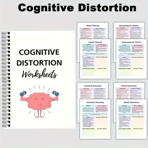 Cognitive Distortion Workbook, Worksheets, Psychological Filtering, Challenge Automatic Thoughts, Cbt Relaxation, Cognitive Behavioral Therapy Practice Sheet, Cognitive Distortion Notebook