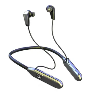 Sports Neckband Bluetooth Earbuds with Long Battery Life, Low Latency Stable Link, Digital Screen & Physical Buttons for Gym Running