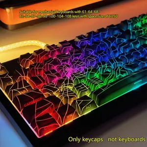 Aston Digital Original Height Mechanical Keyboard Keycaps PBT Material with Side Character & Spider Web Line Transparency for 61-108 Keyboards 6.25U Spbar
