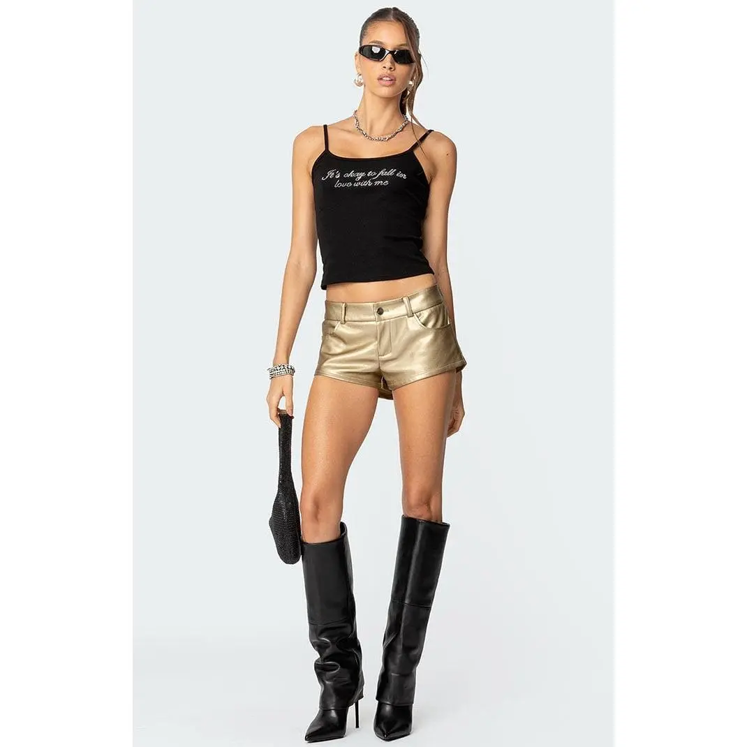 Edikted Women's Melodi Faux Leather Micro Shorts