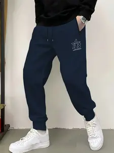 Men's casual jogging pants, zipper pocket - elastic drawstring waist and ankle fold, knitted sports pants, ankle binding pants, suitable for gym, running, sports and daily wear - college style Tapered Sweatpants