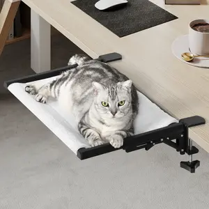 HIDOG Cat Desk Bed - 90 ° Foldable Space-Saving Pet Nest Bed, Reversible & Washable Dual-Sided Mat, Heavy-Duty Steel Frame Cat Hammock for Office & Gaming Desks, Holds 45lb