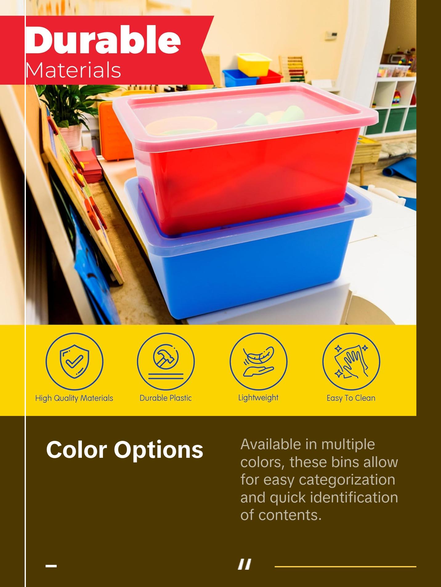 Storage Bins - Stackable Storage Bins, Plastic Storage, Bins Storage Containers, 3 pcs per pack - Cubby Storage Organizers, Classroom Organization