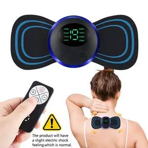 Mini Portable Electric Massager, 5 Massage Patches, Relieves Shoulder Leg Arm Neck Back Muscle Pain, Rechargeable with Remote Control