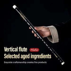 Huhe Book Of Mountains And Seas Nine Tailed Stylish Black Chinese Traditional Bamboo Flute Selected Aged Ingredients Vertical Flute