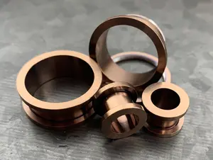 PAIR of Stunning Bronze Plated 316L Steel Screw Fit Tunnels/Plugs - Gauges 16g (1.2mm) thru 15/16" (24mm)