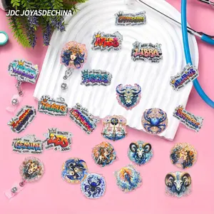 Mix 24pcs Zodiac Constellations/letters Acrylic Flatbacks As Shown for DIY Badge Reels Keychains