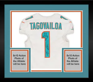 Framed Tua Tagovailoa Miami Dolphins Autographed Game-Used #1 White Jersey vs. Atlanta Falcons on October 26, 2025 with Multiple Inscriptions - Fanatics Authentic Certified