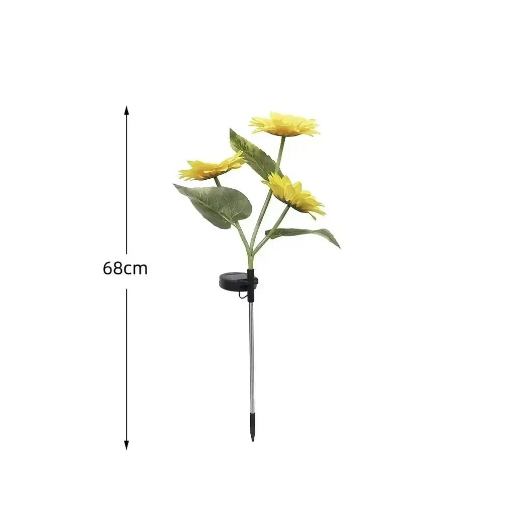 Solar-Powered Sunflower Plastic Stake Lights - 2/4/6 Pcs, Water-Resistant, Auto Dusk to Dawn LED, Outdoor Decor for Mother’s Day, Garden Patio Landscape Supplies
