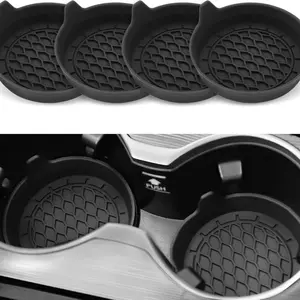 Car Cup Holder Mat Silicone Inner Liner Universal Fit Non-Slip Car Interior Accessories Set 4 Pcs Unisex Automotive Parts Car Interior Kit